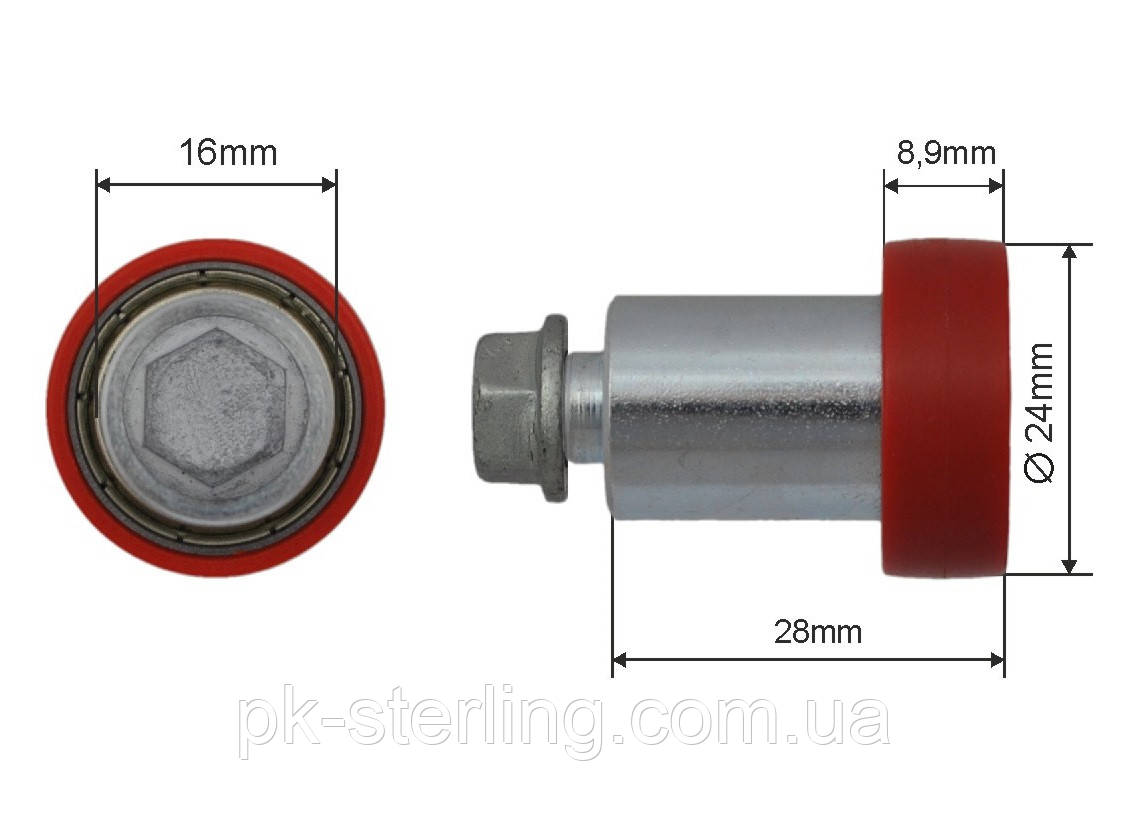 Ролик зсувного даху 24x8,9x28