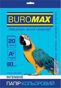 Набір кольорового паперу для друку та творчості 80г/м2, BUROMAX світло-синій