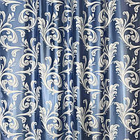 Штори велюр блекаут вензель блакитні з білим шифоновим тюлем ALBO (SHTN-202-6), фото 3