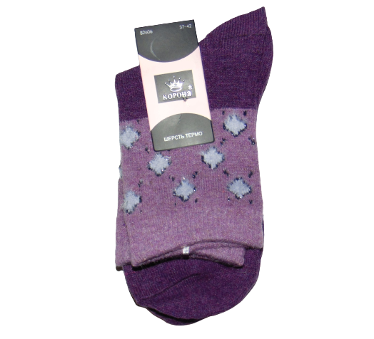 Термо шкарпетки ангора та шерсть Корона 2606 37-42 фіолетові