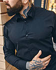 Чоловіча класична сорочка чорна бавовна однотонна з класичним комірцем, фото 5