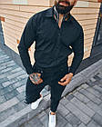 Чоловіча класична сорочка чорна бавовна в дрібний горошок однотонна з класичним коміром, фото 4