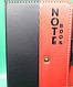Блокнот "Чорно-червоний" на кнопці з ручкою шкір/зам., 76 аркушів, 8*11 см, фото 3