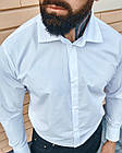 Чоловіча класична сорочка біла бавовна однотонна з класичним комірцем, фото 5