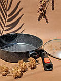 Велика глибока сковорода 3.1л 26см з мармуровим покриттям Edenberg EB-14142 Сковорода зі зйомною ручкою індукційна, фото 9