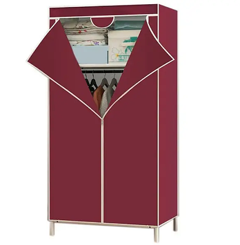 Шафа складана тканинна 8865 90*45*160 см (Сірий/кавовий/бордо) | Переносна каркасна шафа