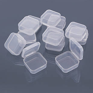 Контейнер для Бусин, Бісера та Фурнітури Пластиковий Безбарвний Прямокутний, 4.2x3.8x1.8 см, 18 шт./набір