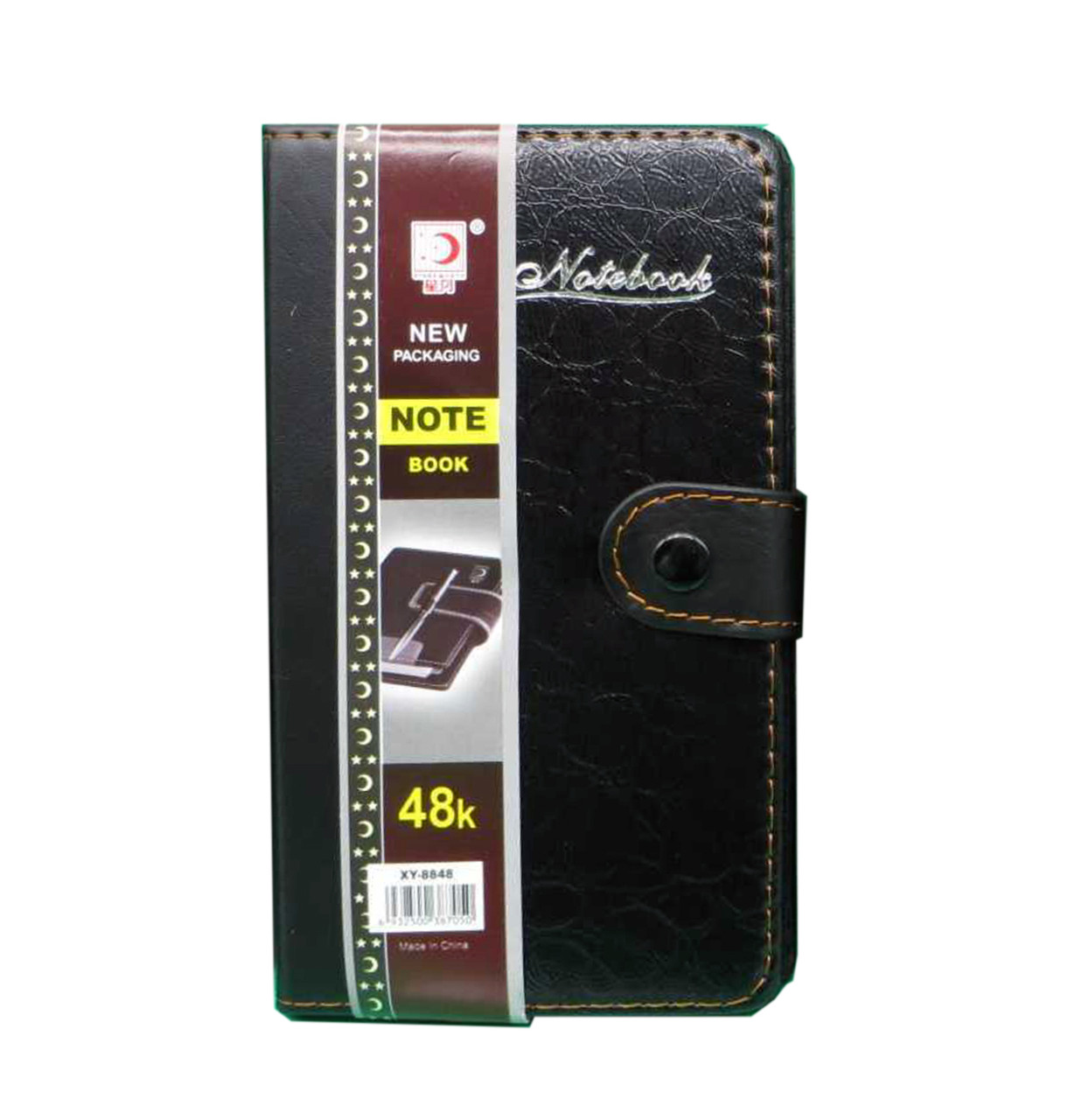 Блокнот "Класик чорний" на кнопці з ручкою шкір/зам., 76 аркушів, 10.5*18см, фото 1