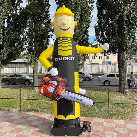 Надувний чоловічок будівельник аеромен вулична реклама Аеромен зазивало рукомах 3,4 м, фото 1