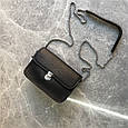 Шкіряна невелика сумка ланцюжок із вставкою на плече КТ-964 Чорна, фото 4
