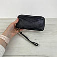 Шкіряний гаманець косметичка з ремінцем на руку А03-КТ-10218 Чорний, фото 4