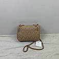 Сумка стьобана фактура на ланцюжку Т01-А-1758 Бежева, фото 2