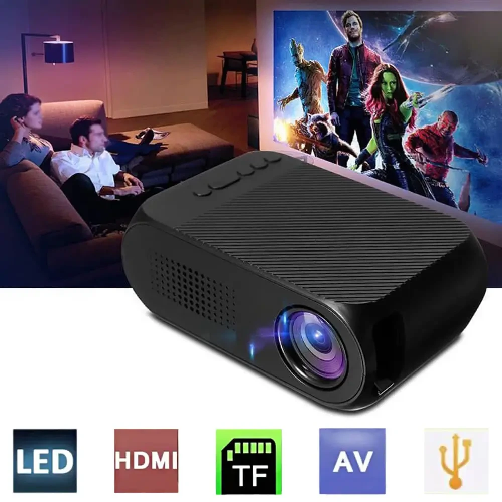 Портативний мініпроєктор LED YG-320 для дому смартфона Full HD проєктор для домашнього кінотеатру UKG, фото 1