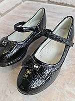 Чорні туфлі для дівчинки з еко шкіри 33-36 розмір