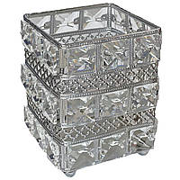 Металический органайзер для хранения косметических кистей, пилок, "Кристалл". Серебро квадрат №56