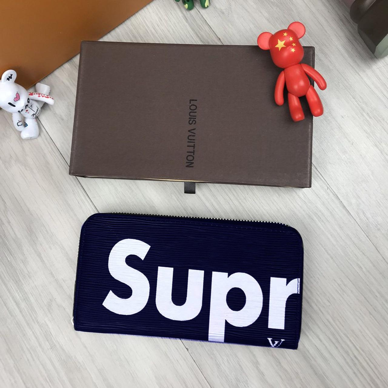 Чоловічий гаманець на блискавці Louis Vuitton Supreme LV чорний Якість Молодіжний клатч Луї Віттон Супрім