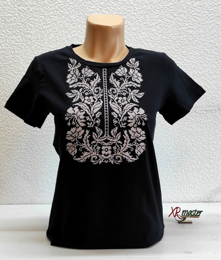 Футболка з вишивкою жіноча  Колорит на чорному, футболка вишивка, футболка вишиванка, футболка з вишиванкою,футболка вишита