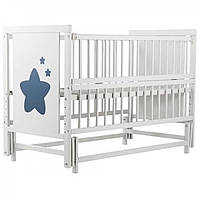 Кроватка для новорожденных Зиронька без ящика, маятник, 3 уровня дна, откидная боковина, бук. Белая