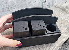 Набір для спецій, зубочисток та серветок (№11), чорний