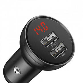 АЗП Baseus Digital Display Dual USB 4.8A Car Charger 24W Grey ( М'ята упаковка ), фото 3