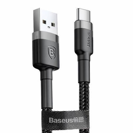 Кабель Baseus cafule Cable USB For Type-C 3A 0.5M Gray + Black ( М'ята упаковка ), фото 1