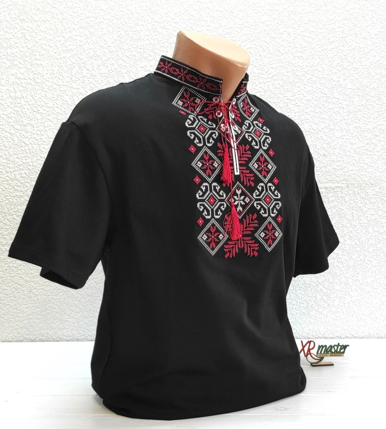 Футболка з вишивкою Асторія на чорному, футболка вишивка, футболка вишиванка, футболка з вишиванкою, футболка вишита, фото 1