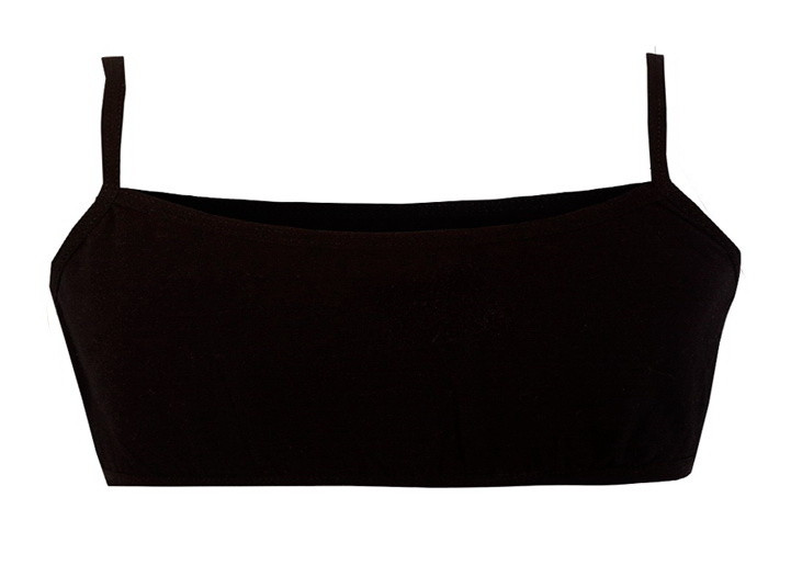 Топ дитячий бавовняний на тонких бретелях GABBI Блек на зріст 116-122 (11420)