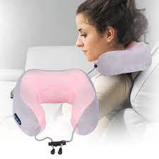 Масажна подушка з ефектом пам'яті підкова U-Shaped Massage Pillow віброподушка масажер на батарейках для ши
