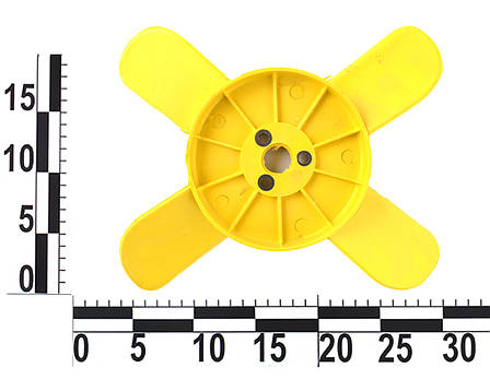 Крыльчатка вентилятора радиатора ВАЗ 2101-07, 4 лоп. желтая, фото 2