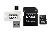 Карта памяти MicroSDXC 128GB UHS-I Class 10 Goodram + SD-adapter + OTG Card reader (M1A4-1280R12)