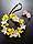 Кольє та сережки з жовтими трояндами з полімерної глини та перлами майорестра для жінок, фото 3