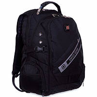 Міський рюкзак чоловічий "7605" на 35л, Чорний рюкзак туристичний великий з USB/аудіо виходом та чохлом
