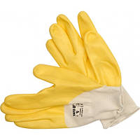 Перчатки рабочие трикотажные, покрытые нейлоном YATO желтые, размер 10