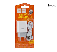 СЗУ Hoco C73A Glorious 2USB 2.4A White + Type-C белый