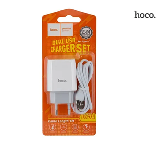 ЗЗП Hoco C73A Glorious 2 USB 2.4 A White + Type-C білий