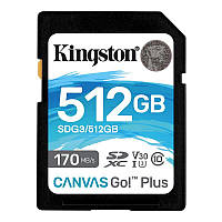 Карта памяти SDXC 512GB UHS-I/U3 Class 10 Kingston Canvas Go! Plus R170/W90MB/s (SDG3/512GB)