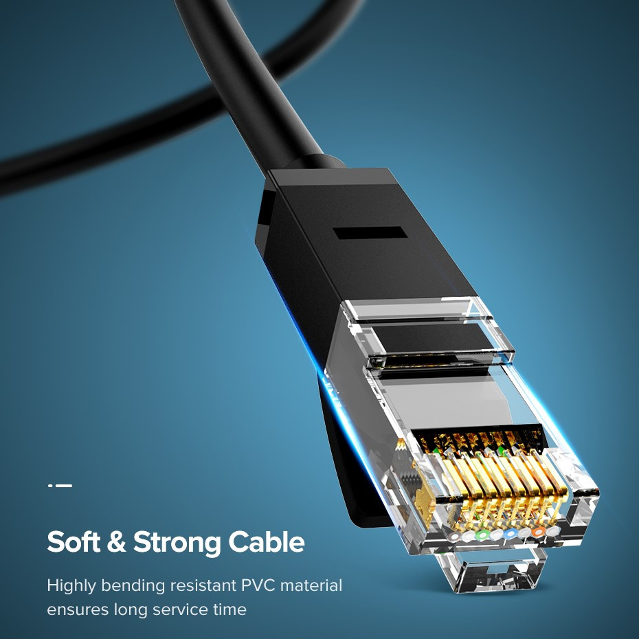 Сетевой кабель для интернета патч-корд Ugreen Cat 6 UTP Ethernet Cable 1м (черный) - фото 8 - id-p1656620464