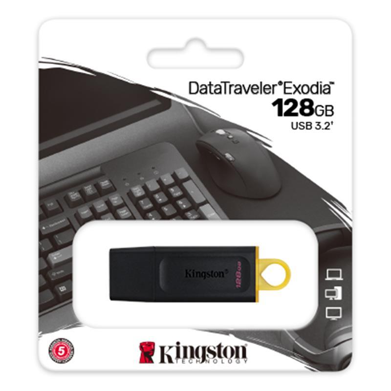 Флеш-накопитель USB3.2 128GB Kingston DataTraveler Exodia Black/Yellow (DTX/128GB) - фото 3 - id-p1656592665