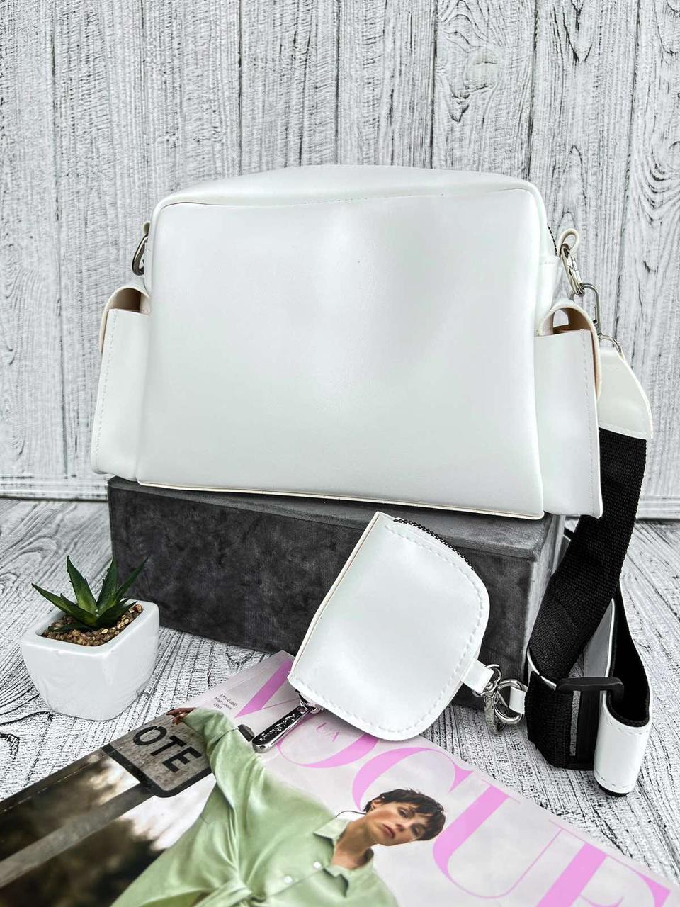 Сумочка жіноча на блискавці з кишенями та маленьким гаманцем 22*16 см штучна шкіра Nata, фото 1