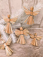 Ангелы с пшеничной соломы, обереги и украшение на елку 5-10 см, 5 шт\уп