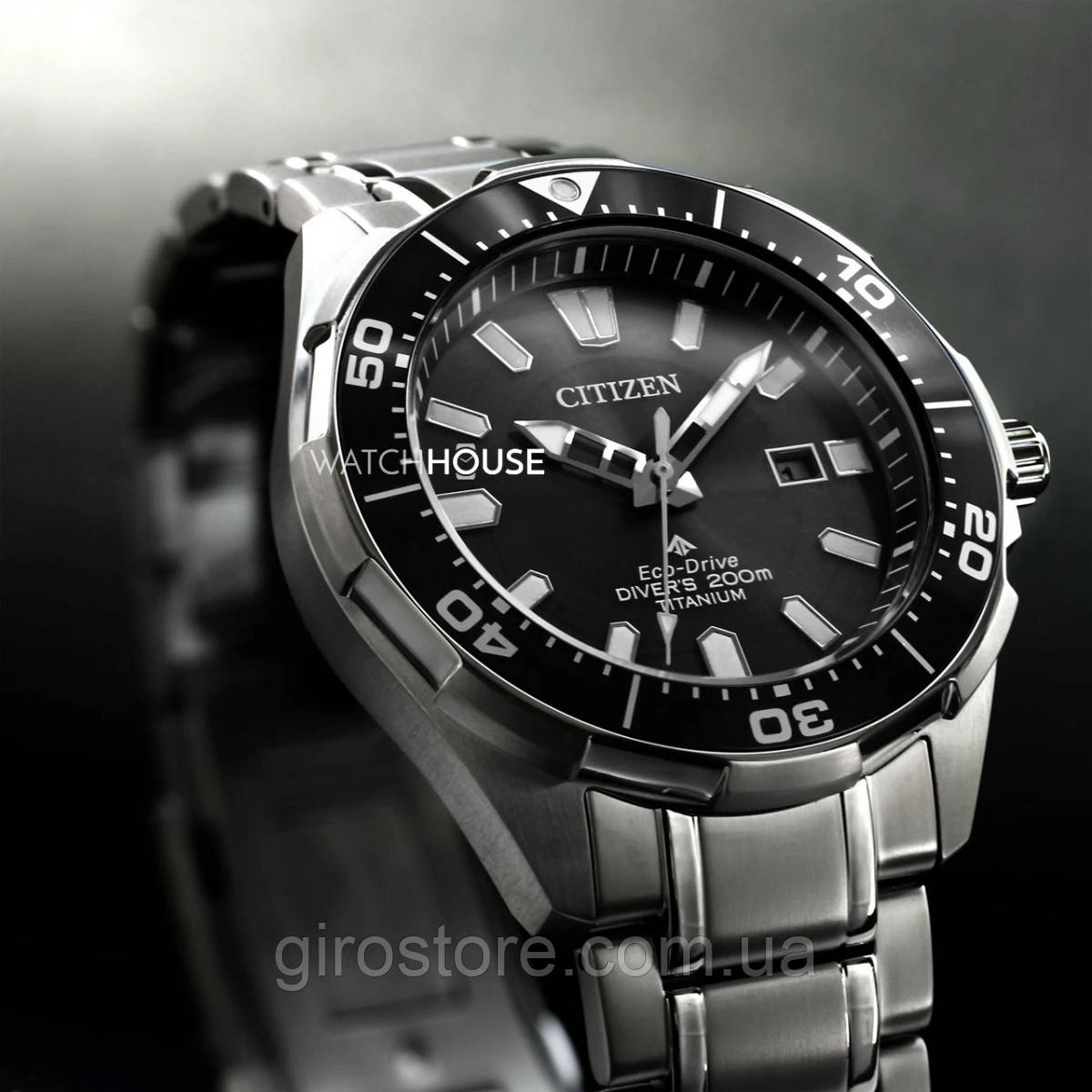 Титанові японські 200 м дайверський годинник Citizen Eco-Drive BN0200-56E (BN0200-81E). Сонячна батарея