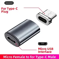 Адаптер для кабеля micro usb на usb Type C коннектор магнитный