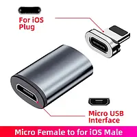 Адаптер для кабеля micro usb на lightning коннектор магнитный