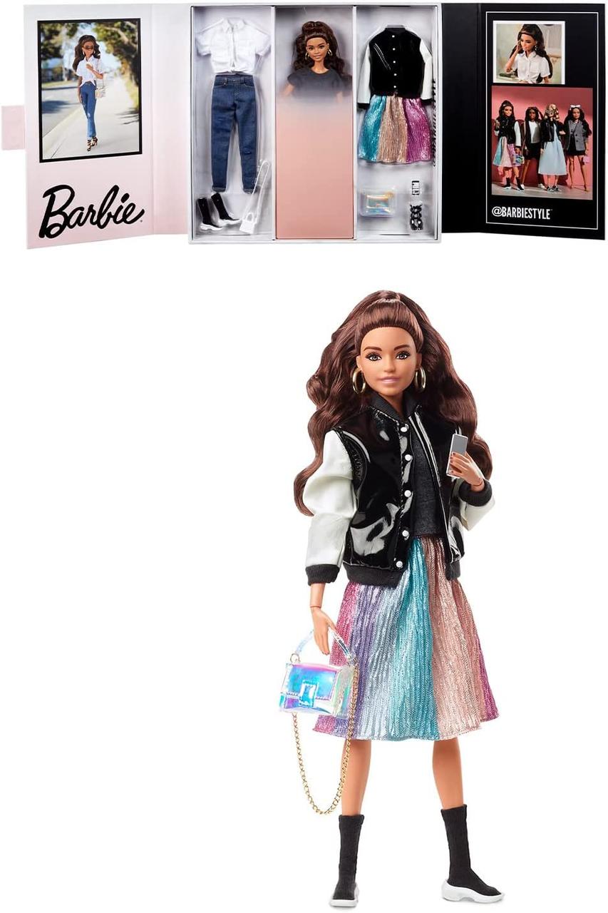 Колекційна лялька Барбі Barbie Signature @BarbieStyle Fully Posable Fashion Doll 4 брюнетка HCB75
