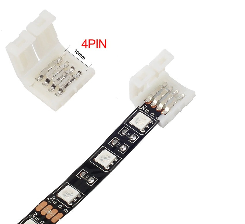 Конектор з'єднувач кліпса 4pin-4pin RGB 10 мм, для світлодіодної стрічки RGB 5050