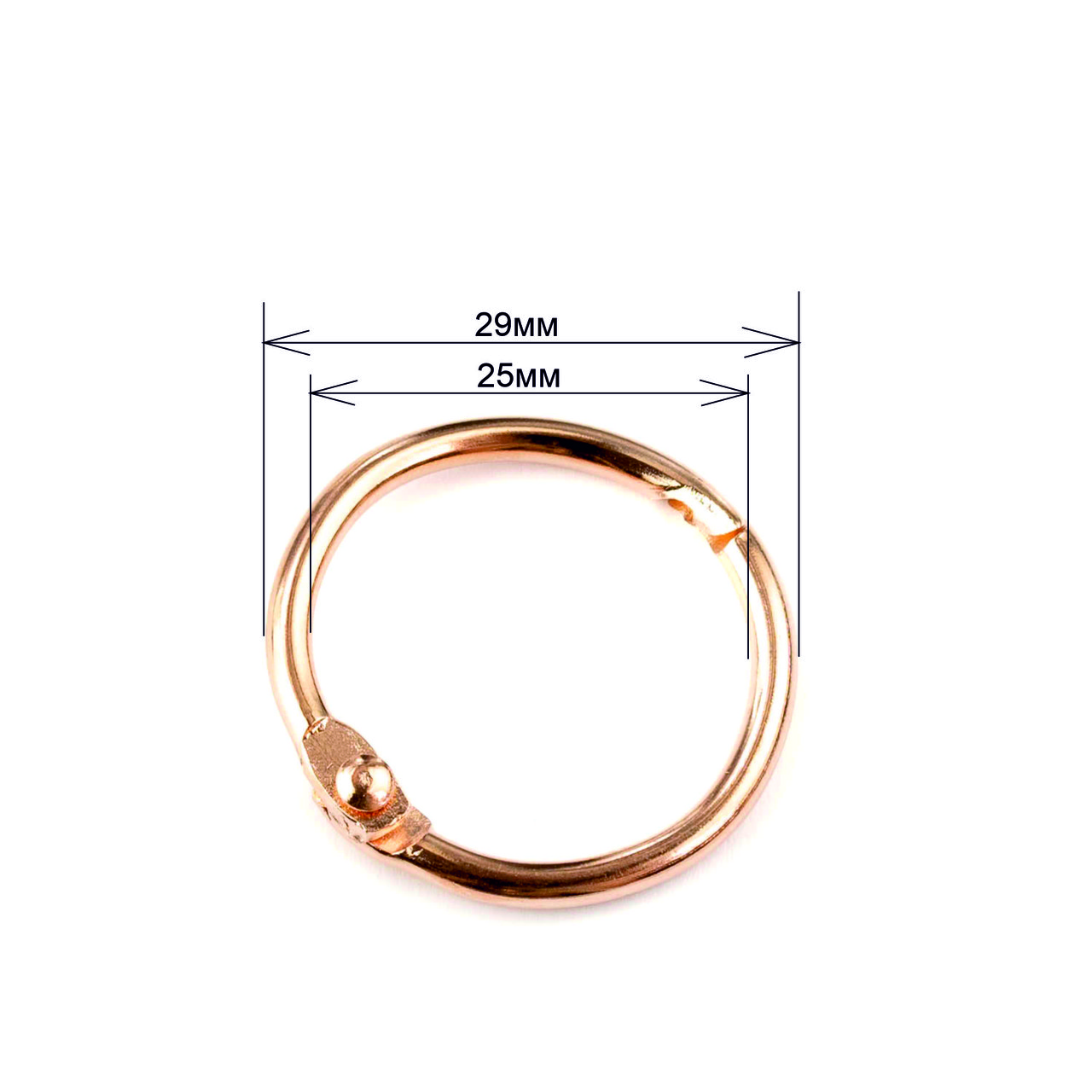 Кільця для блокнотів металеві, роз"ємні Рожеве Золото 25мм 1шт KDA036