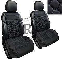 Преміум накидки на передні сидіння RINNEKO Чорна Алькантара строчка сіра Дизайн Соти 2 шт