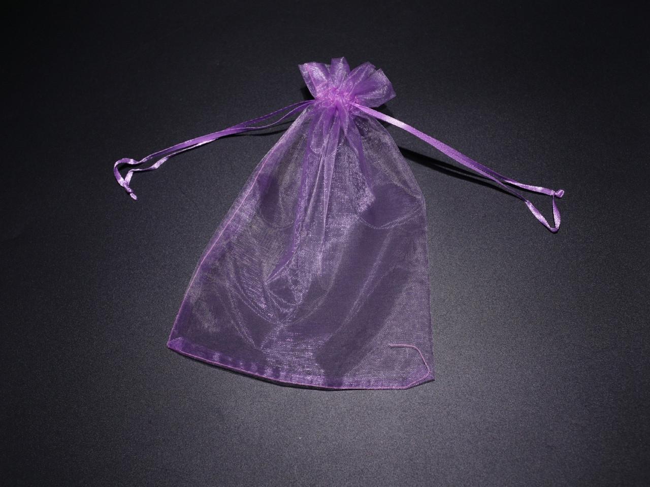Подарункові прозорі мішечки з органзи колір "фіолетовий". 17х23см