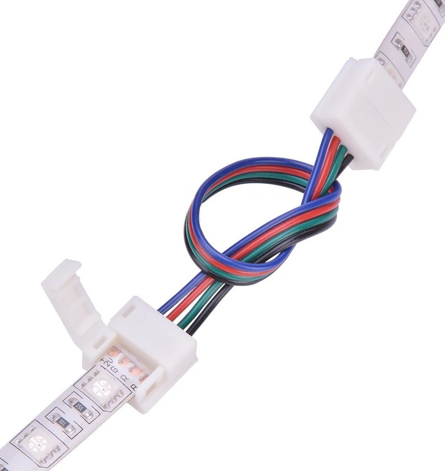 Конектор з'єднувач RGB 4pin-4pin з проводом 10см, "кліпса-провід-кліпса", для світлодіодної стрічки RGB, фото 1