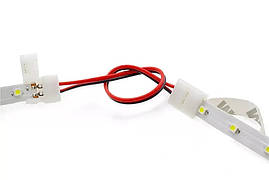 Конектор з'єднувач 8 мм 2pin-2pin з дротом 10 см, "кліпса-дрот-кліпса", для світлодіодної стрічки SMD2835